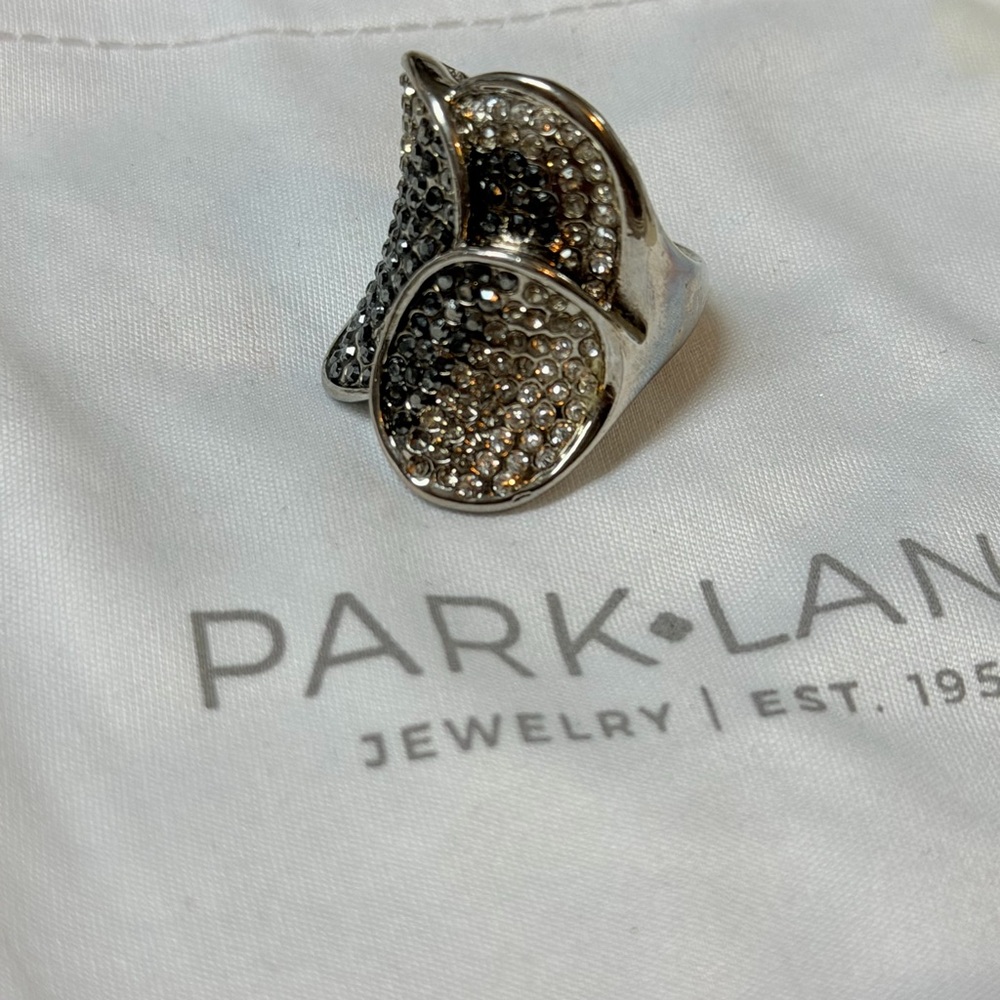 Park Lane Silver and Black Curved Ring